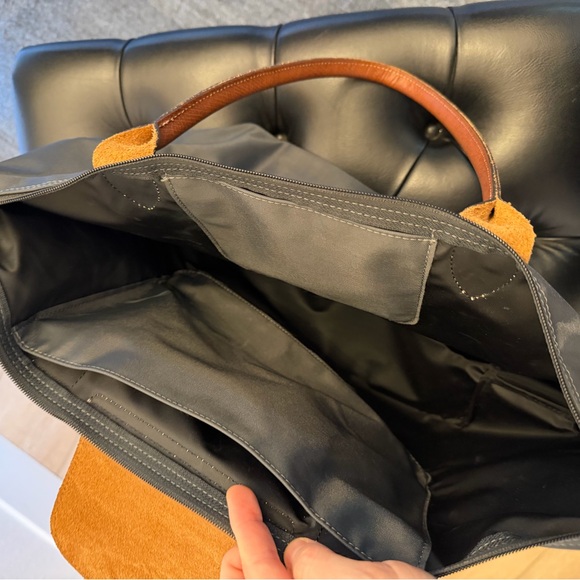 Longchamp Le Pliage Classic Large Gray Tote with Brown Leather Trim - Picture 8 of 10